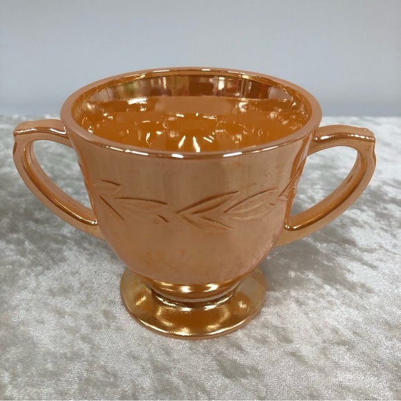 Fire King vintage peach iridescent cream sugar set FLAWED - Picture 11 of 16
